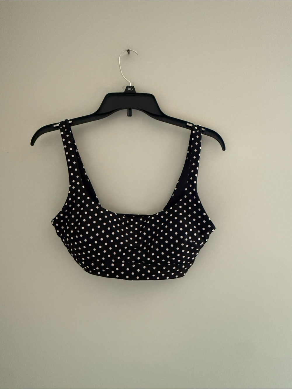 aerie Black Polka Dot Scoop Neck Crop Top